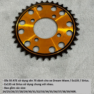 Dĩa ATE thép hợp kim 26/27/28/29/30/31/32/33/34/35/36 dành cho Ex135. Wave Dream. Sử dụng sên 7li.