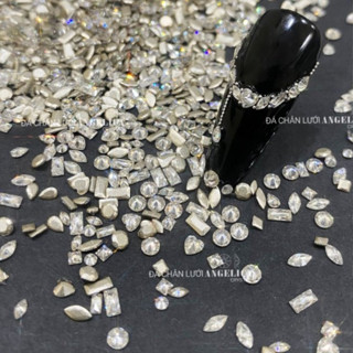 Set đá khối chân bằng super mini siêu nhỏ đính nails chân vàng trang trí móng khoảng 100 viên ANGELICA