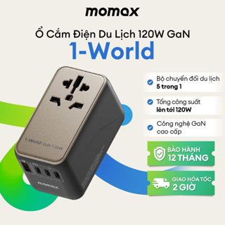 Sạc Du lịch Momax 1-World | Universal 4-Ports: GaN 120W với 4 cổng sạc USB-C