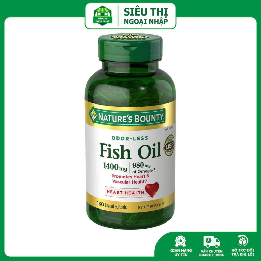 Viên uống dầu cá Fish oil Nature's Bounty 1400mg 130 viên
