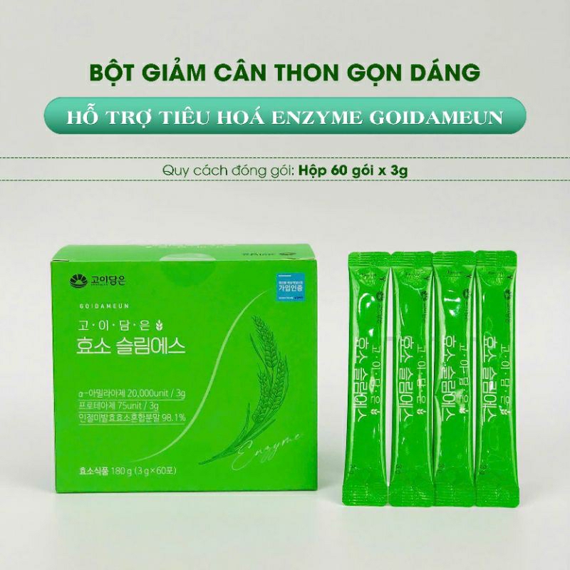 (Chính hãng) Bột giảm cân thon gọn dáng hỗ trợ tiêu hoâ Enzyme Goidameun 60 gói Hàn Quốc