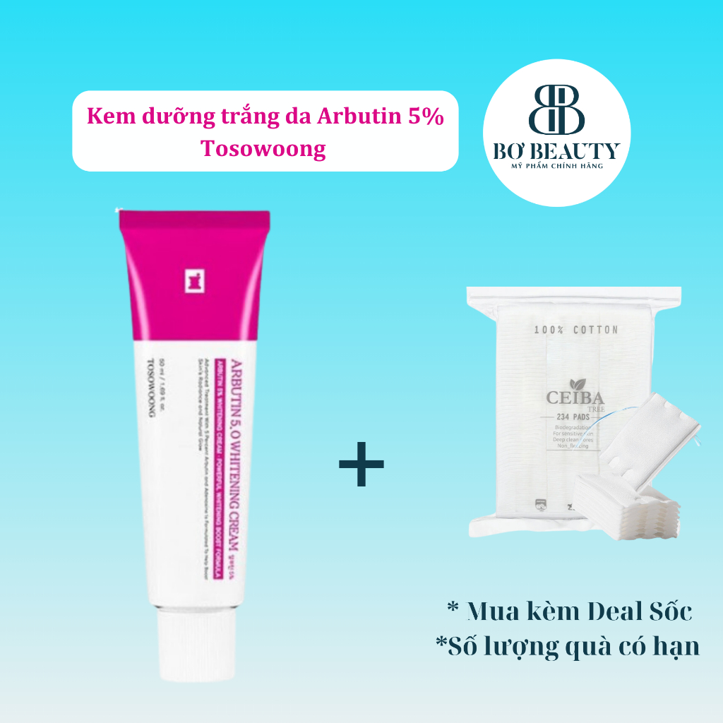 Kem dưỡng trắng da mờ thâm Arbutin 5% Tosowoong