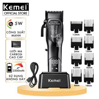  Tông đơ cắt tóc chuyên nghiệp Kemei KM-1766 lưỡi cắt mạ carbon động cơ không chổi than - Hàng chính hãng 