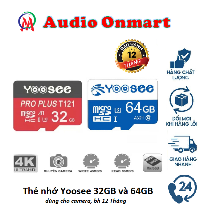 Thẻ nhớ Camera Yoosee 32GB và 64GB dùng cho camera Wifi Bảo hành 12 tháng