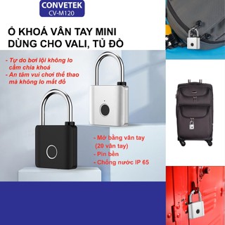 Ổ Khoá Vân Tay Mini CONVETEK CV-M120 Dùng Cho Vali Tủ Đồ Nhận Dạng Nhanh, Bền Chất Liệu Hợp Kim Kẽm Chắc Chắn
