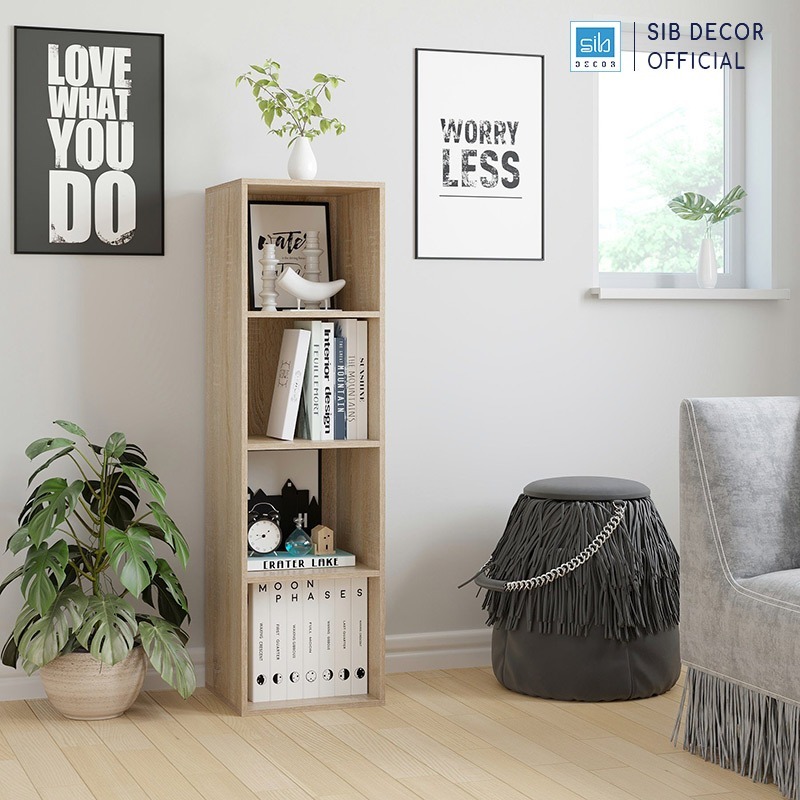 Tủ Gỗ 4 Ngăn Đơn Giản  Kích Thước 30 x 30 x 106cm Thương Hiệu SIB Decor KS14