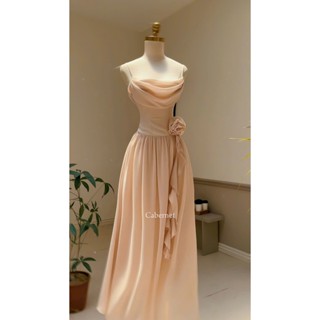 D223 Cabernet Salra dress Đầm Maxi hai dây dáng dài cổ đổ đính kèm Tag hoa