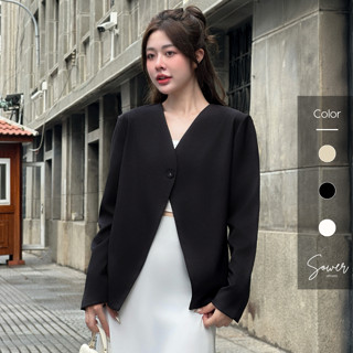 Áo khoác blazer nữ Sower form regular đệm vai hai lớp – Lari modern blazer