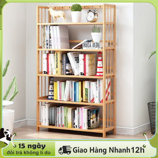 LACCOHUG Kệ sách bằng tre 5/6 tầng 70/90CM điều chỉnh chiều cao chống ăn mòn kệ sách mở cho phòng khách