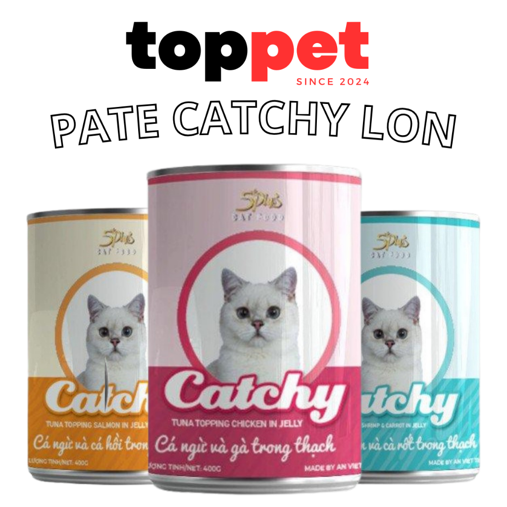 Pate Catchy cho mèo LON 400Gr. Thức ăn pate dinh dưỡng cho mèo Catchy Lon 400Gr