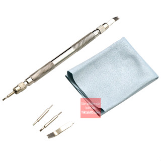 Cây tháo dây đồng hồ hai đầu có đầu thay thế , tặng kèm khăn lau