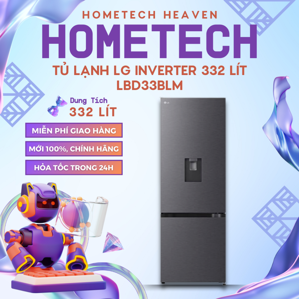 [GIAO LẮP MIỄN PHÍ] LBD33BLM - Tủ lạnh LG Inverter 332 lít LBD33BLM.AEPPEVN - Hàng Chính Hãng, Mới 1