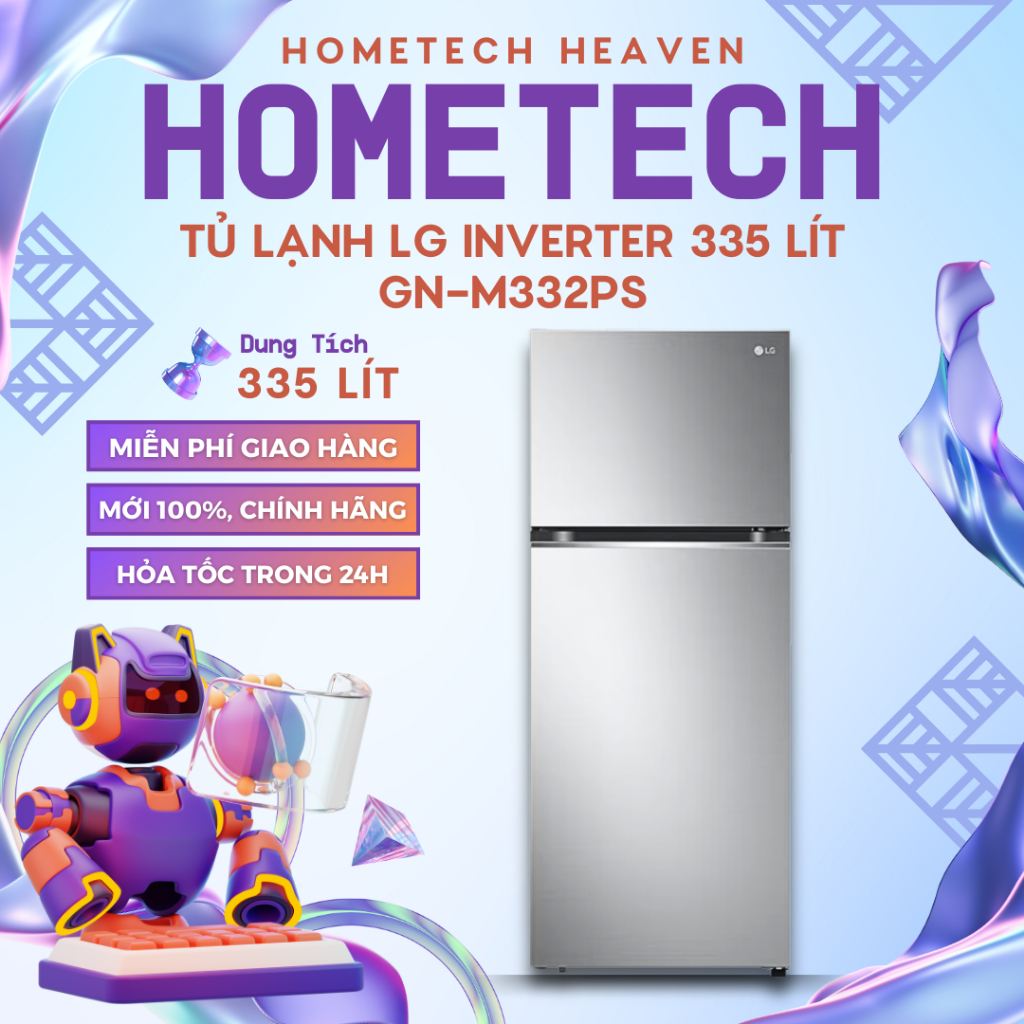 [GIAO LẮP MIỄN PHÍ] GN-M332PS - Tủ lạnh LG Inverter 335 lít GN-M332PS - Hàng Chính Hãng, Mới 100%