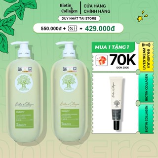 Dầu gội xả Biotin Collagen Xanh Lá 2024 chống rụng tóc, phục hồi, giảm gàu, kiểm soát dầu 500ML - 1000ML