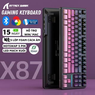 Bàn Phím Cơ Không Dây Attack Shark X87BT Led RGB Bluetooth 3 Mode Hotswap 5 pin Mạch xuôi - Lót Foam