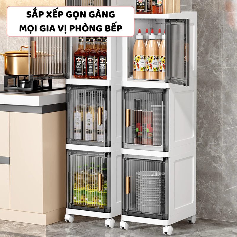 Tủ Bếp Đựng Đồ Đa Năng ENODA HOME, Tủ Cửa Lật Trong Suốt Sang Trọng Cho Phòng Bếp TUN006 | BigBuy360 - bigbuy360.vn