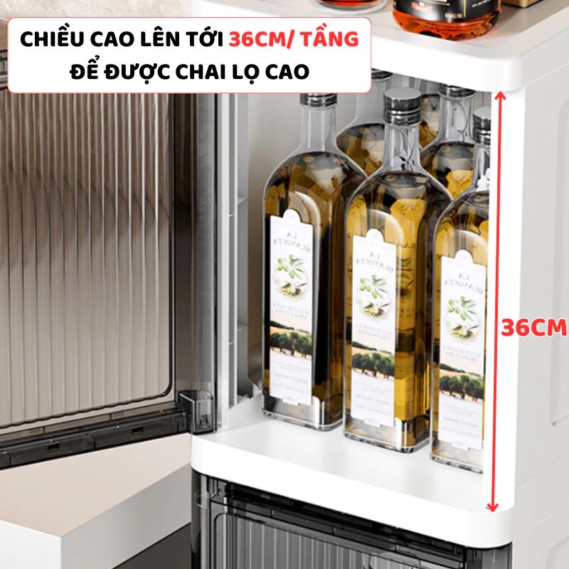 Tủ Bếp Đựng Đồ Đa Năng ENODA HOME, Tủ Cửa Lật Trong Suốt Sang Trọng Cho Phòng Bếp TUN006 | BigBuy360 - bigbuy360.vn