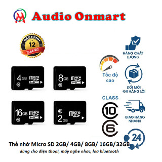 Thẻ nhớ micro sd 2gb/ 4gb/ 8gb/ 16gb/ 32gb dùng cho điện thoại, máy nghe nhạc, loa bluetooth