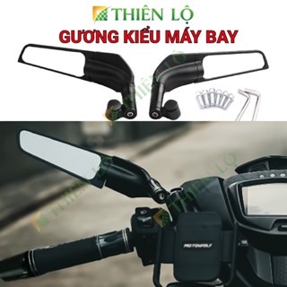 Kính Gương chiếu hậu xe máy xoay 360 độ, kiểu máy bay xe HONDA YAMAHA PKL Hợp Kim Nhôm Thiên Lộ