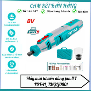 Máy mài khuôn dùng pin 8V TOTAL TMGLI0801, tốc Độ 5000-28000 v/p, Kèm 47 Món Linh Kiện