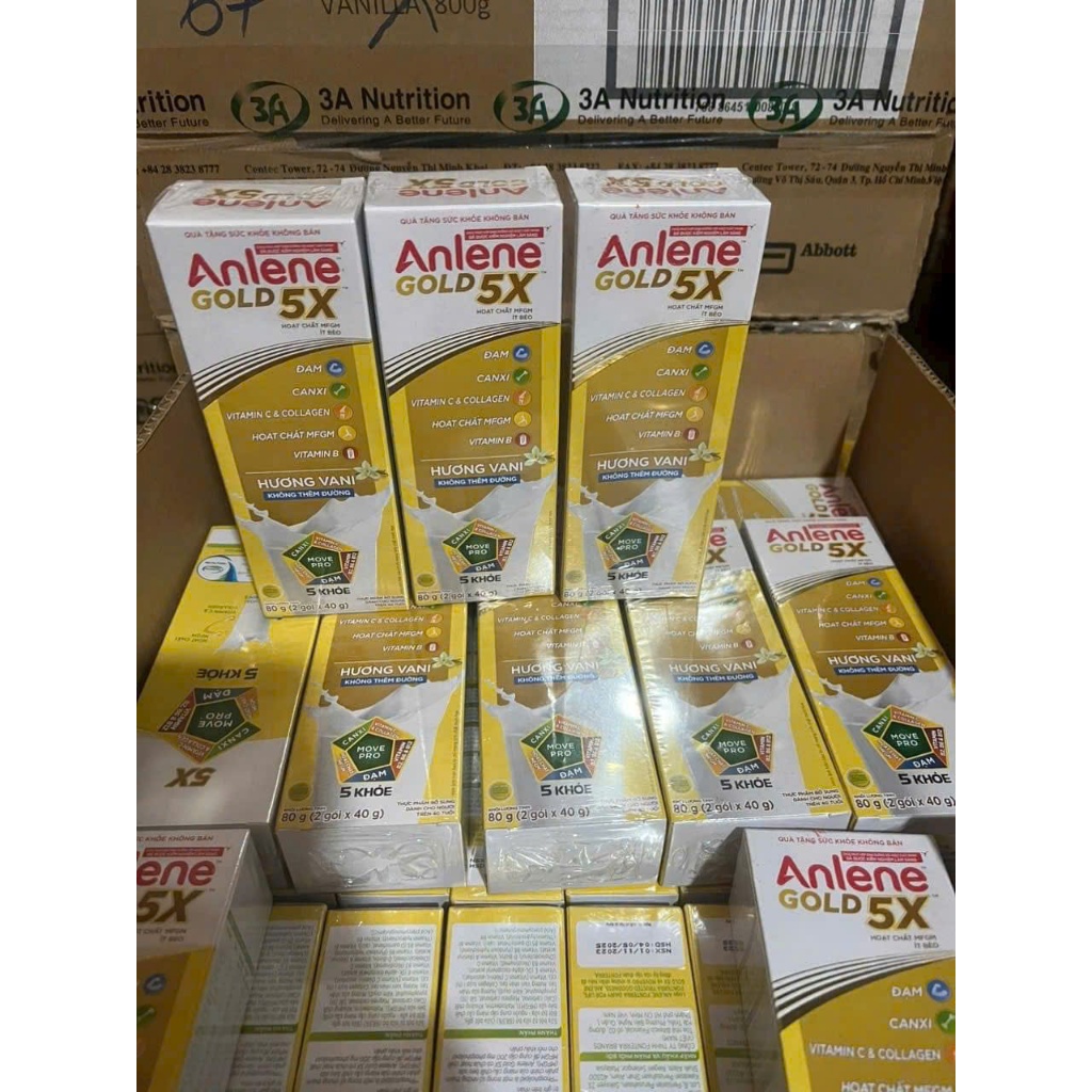 20 Hộp (40 Gói) Sữa Anlene Gold 5X Hộp Dùng Thử Tiện Lợi (2gói x 40g) DATE 2026