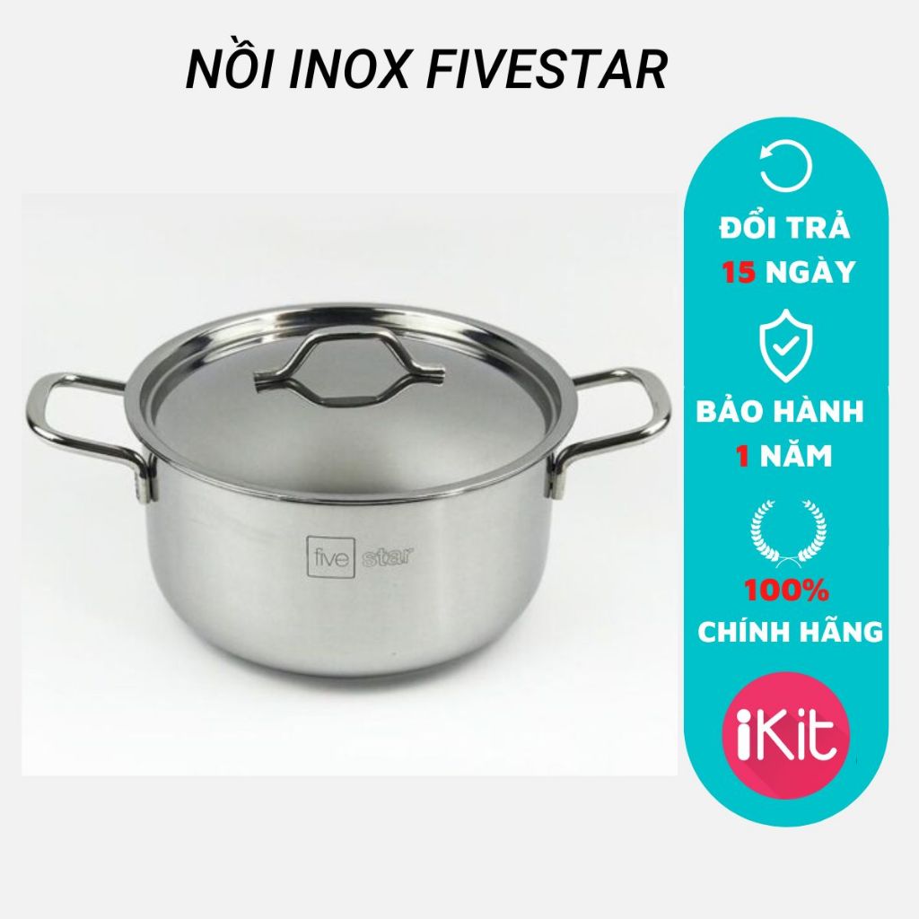 Nồi inox Fivestar  3 đáy 430. Nồi inox bếp từ Fivestar