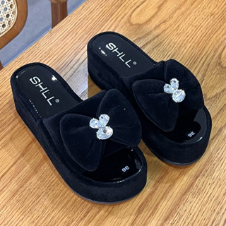 Dép đế xuồng MAILIAA quai nhung nơ đính đá đế xuồng 6 phân siêu nhẹ