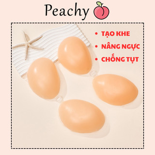 Miếng dán ngực silicon cài trước tạo khe nâng ngực cao cấp áo ngực tàn hình chống tụt sử dụng nhiều lần PEACHY P407 