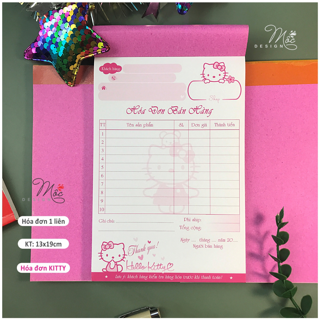 Hoá đơn HELLO KITTY - Mèo Thần Tài 1 liên loại TO
