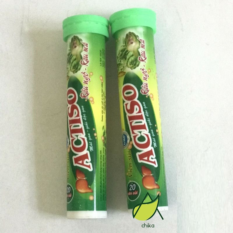 (Chính hãng) Viên Sủi Actiso Râu Ngô - Sủi Rau Má giúp Mát Gan Giải Độc Gan - 1 tuýp 20 viên- Chika