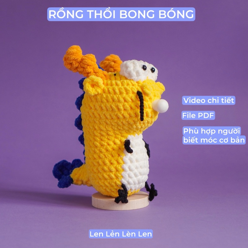 Set móc len cho người mới học móc: Rồng thổi bong bóng [Len Lẻn Lèn Len]