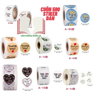 tem dán Sticker Thank you (1 cuộn 500 tem,cỡ 2.5cm).