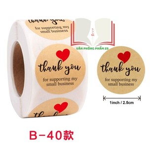 tem dán Sticker Thank you (1 cuộn 500 tem,cỡ 2.5cm).