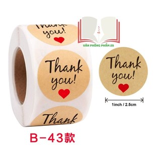 tem dán Sticker Thank you (1 cuộn 500 tem,cỡ 2.5cm).