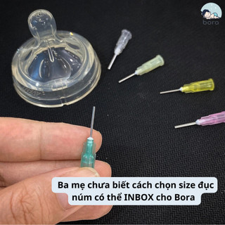 Đục lỗ núm ti bình sữa cho bé, dùng mọi loại núm ti (Tặng thân đục lỗ)