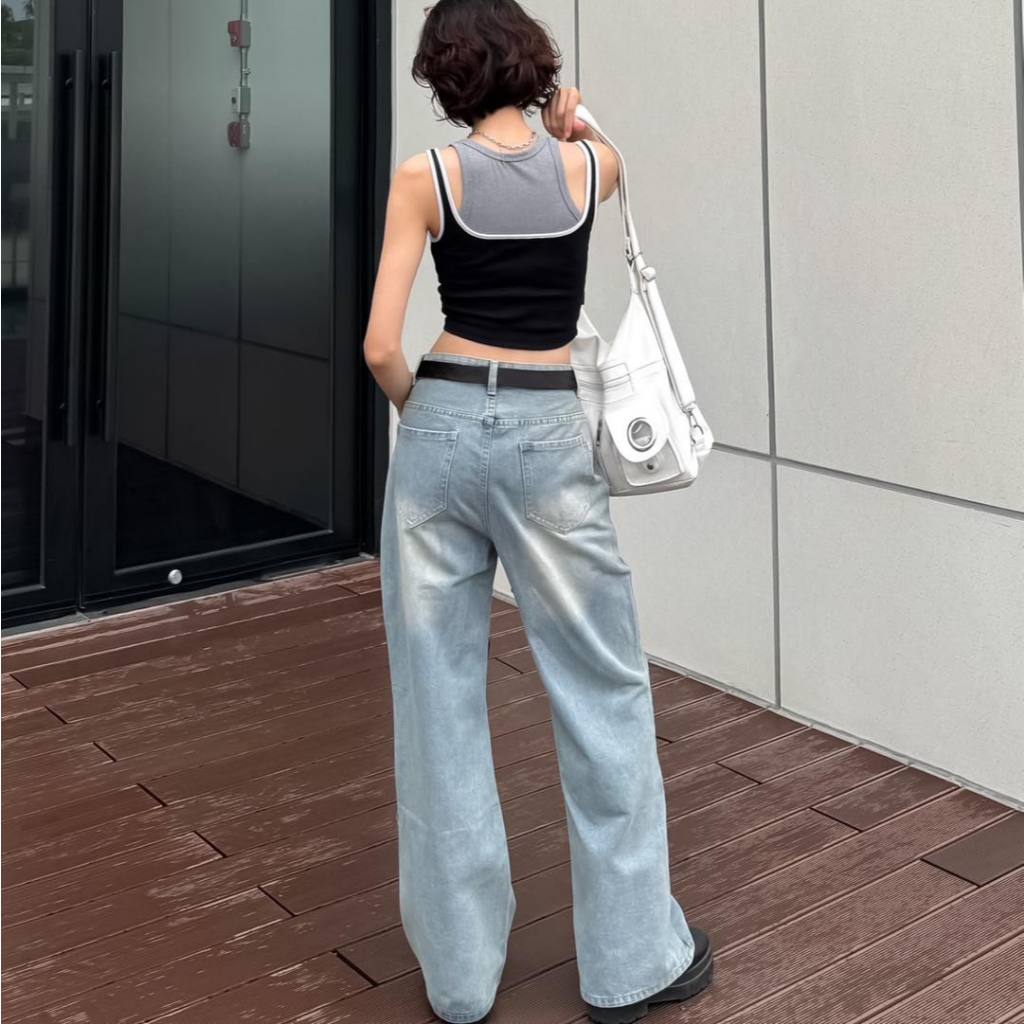 Quần Jeans Nữ Ống Loe Siêu Rộng Cotton Chất Vải Mềm Không Co Giãn Dáng Rông Không Ôm Không Co Giãn Eva Boutique | BigBuy360 - bigbuy360.vn