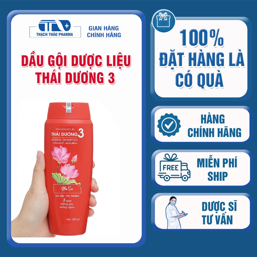 [THANH LÝ] DẦU GỘI DƯỢC LIỆU THÁI DƯƠNG 3 HOA SEN 200ML - CHÍNH HÃNG
