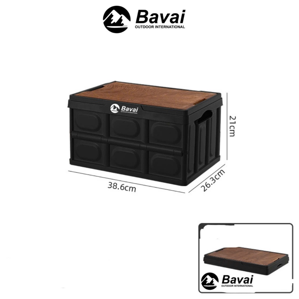 Bàn camping gấp gọn , bàn dã ngoại gấp gọn BAVAI kết hợp hộp đựng đồ đa năng bằng nhựa, nắp gỗ MDF | BigBuy360 - bigbuy360.vn