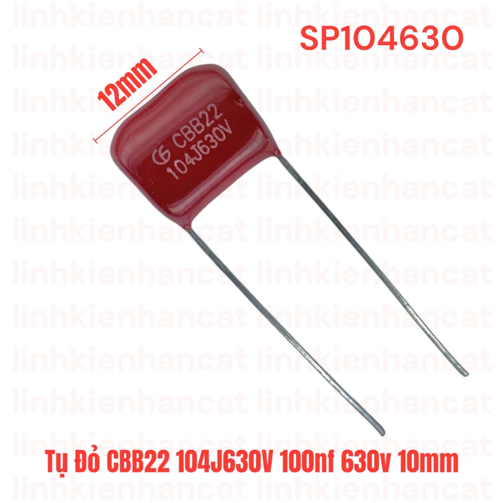 Tụ Đỏ CBB22 104J630V 100nf 630v 10mm