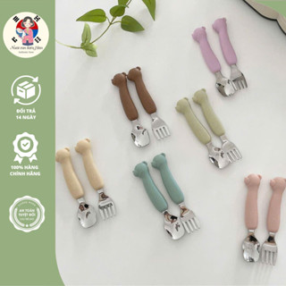  Set thìa dĩa  ăn dặm TGM Silicone SPOON & FORK cho bé an toàn dễ cầm nắm Nuoiconkieuhan 