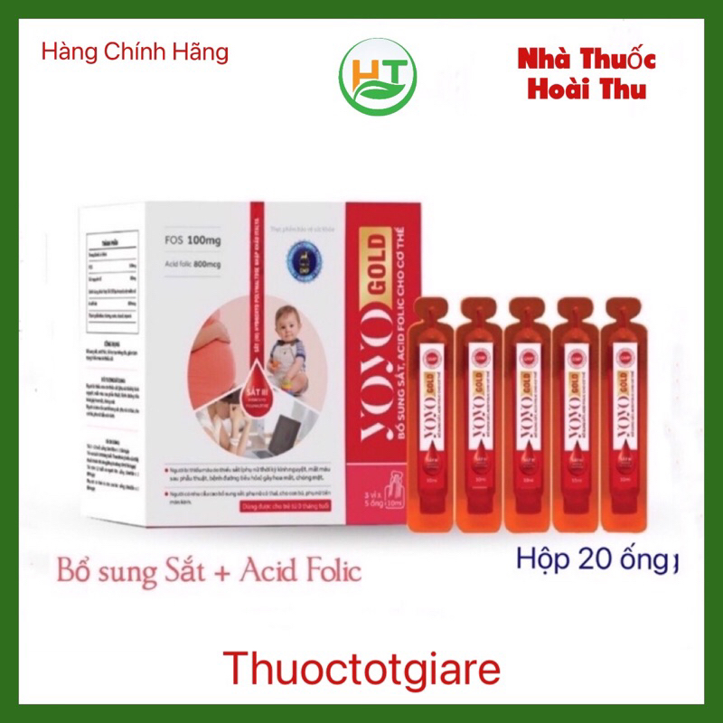 Sắt ống YoYo Gold  Vshine / Hộp 20 ống - Bổ sung Sắt cho Người thiếu má