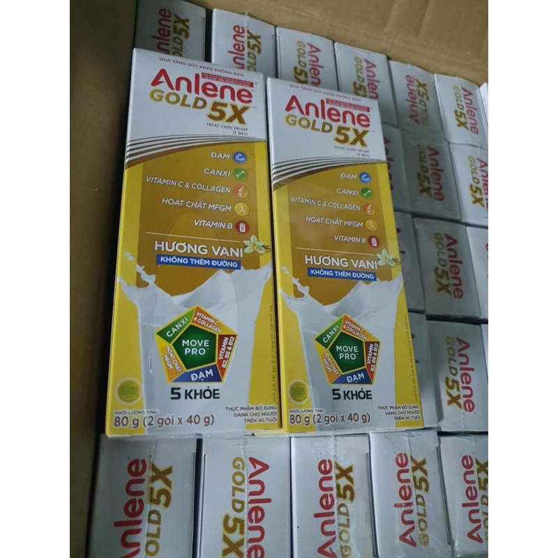 5 Hộp (10 gói) Sữa Anlene Gold 5X Hộp Dùng Thử Tiện Lợi (2gói x 40g) DATE 2026