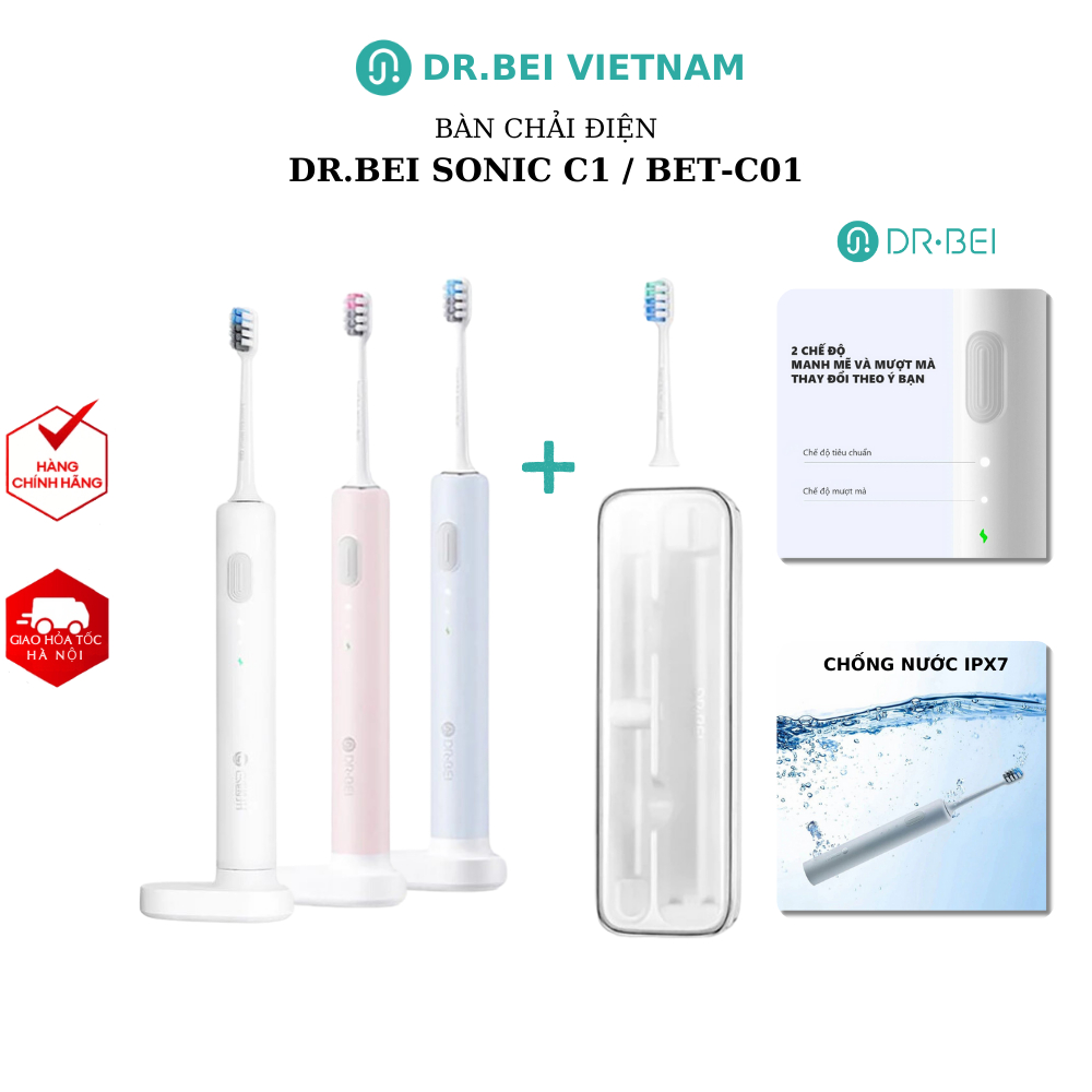 Bàn chải điện DR.BEI Sonic BET-C01 / C1 3 Màu - Bảo hành 12 tháng