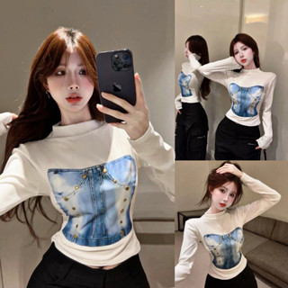 Áo Thun Nữ Croptop dài tay yếm bò 3D siêu hot, Hàng chất bozip Quảng Châu Loại 1