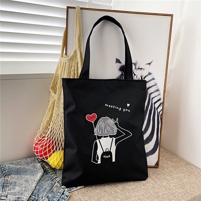Túi vải Tote màu đen kích thước 33x37 có ngăn phụ và khóa khéo đựng vừa A4 Loza TOTE03