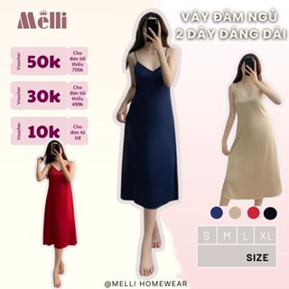 Váy 2 dây váy ngủ nữ mặc nhà dáng dài chất lụa Pháp cao cấp, đầm ngủ lụa mềm cổ tim mềm mại V04