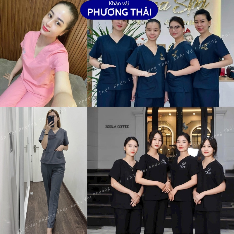 Đồng phục spa, bộ scrubs bác sĩ COTTON LẠNH hàng sẵn, đủ size