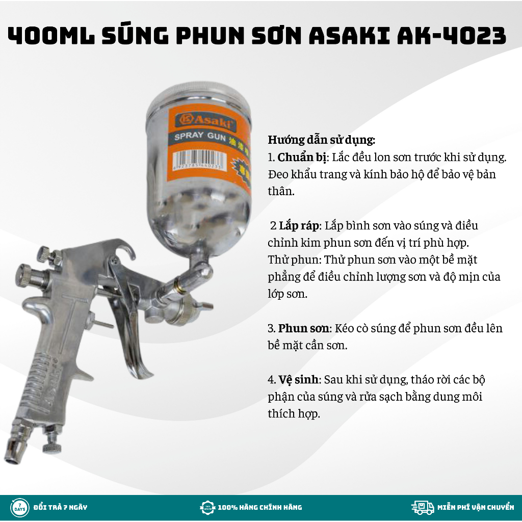 400ml Súng phun sơn Asaki AK-4023