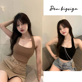 Áo thun croptop bigsize nữ cổ yếm 1 dây chất gân tăm mềm mịn co giãn mát mẻ  - G5