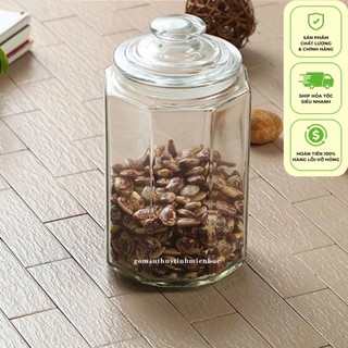 Lọ thủy tinh hình lục giác nắp kín khít dung tích 3000ml đựng đồ khô, thực phẩm
